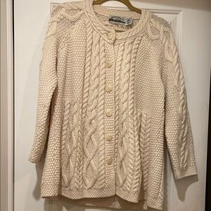 🍀Aran Crafts Cream Cable Knit Cardigan🍀